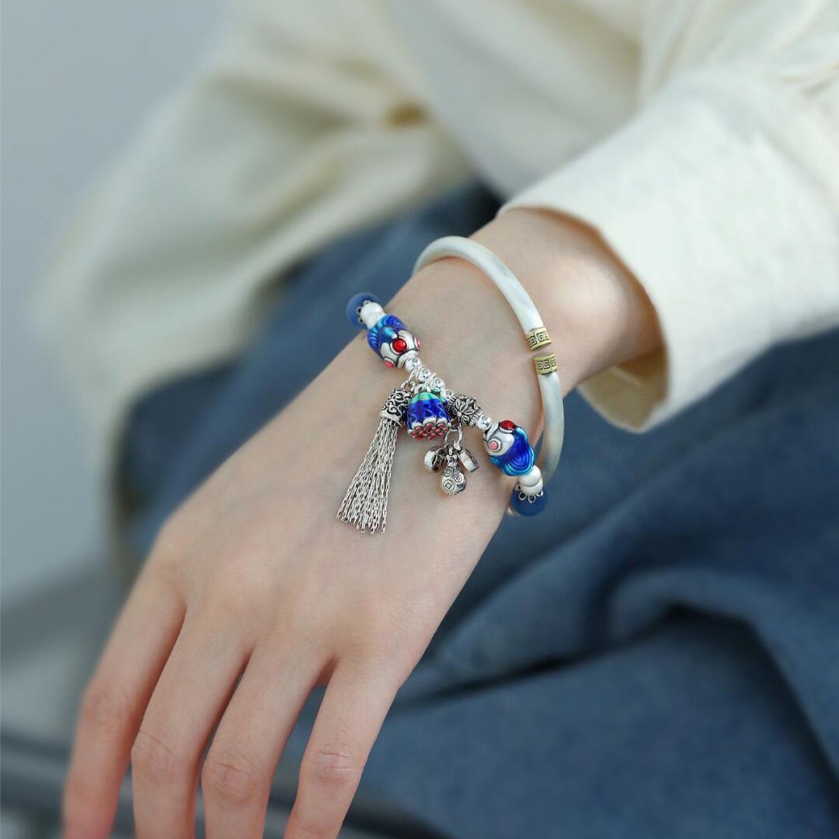 Ethnic Contemporary Fashion - Sterling Silver Twin Fish Lotus Pod