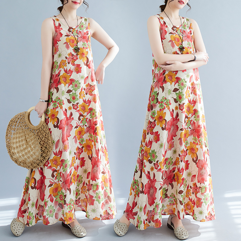 Ethnic Fashion Clothing - Bohemian Mid-Length Print Dress Summer New