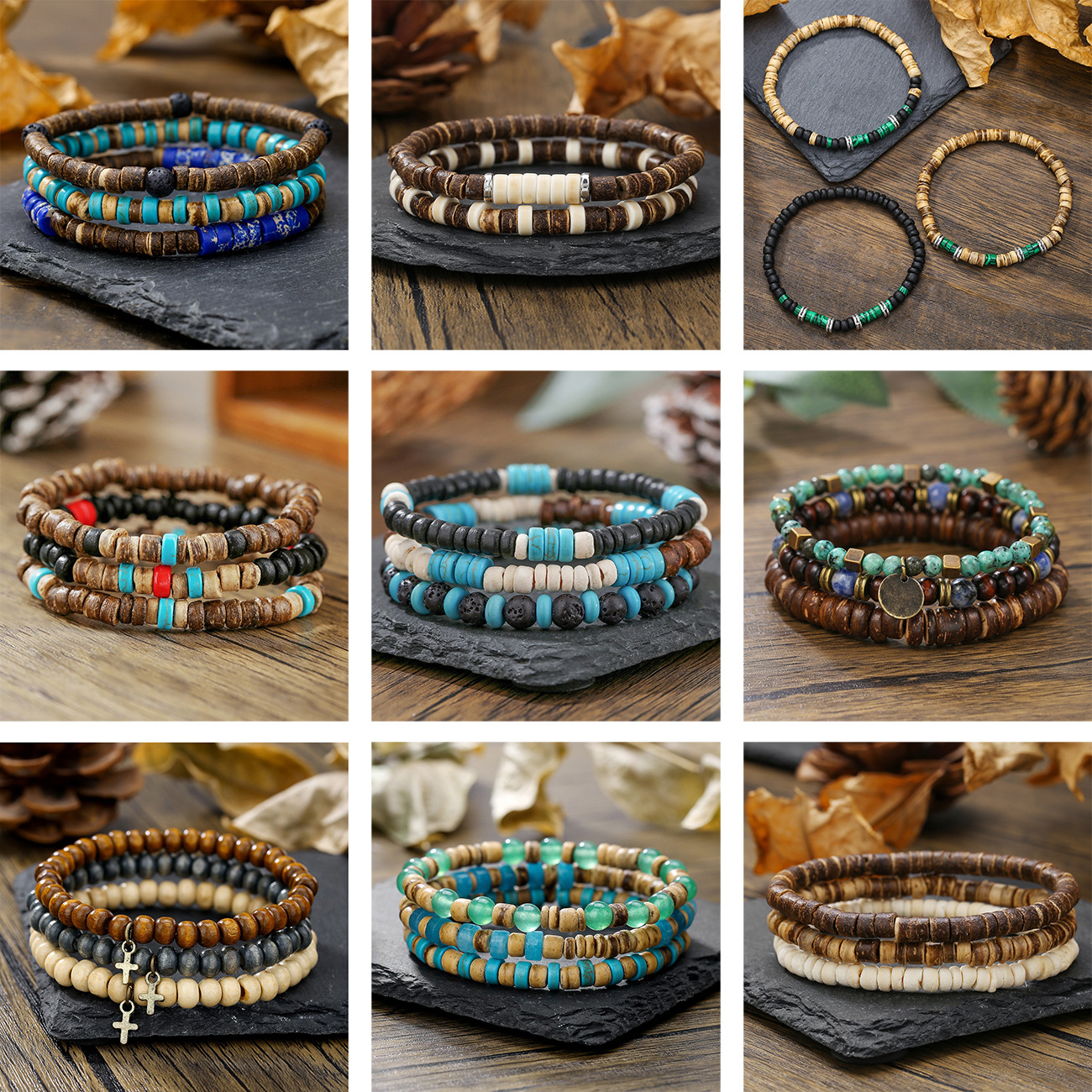 Wood Beaded Bracelet for Men,  - Fashion Ethnic Wear For Men บทวิจารณ์และราคา