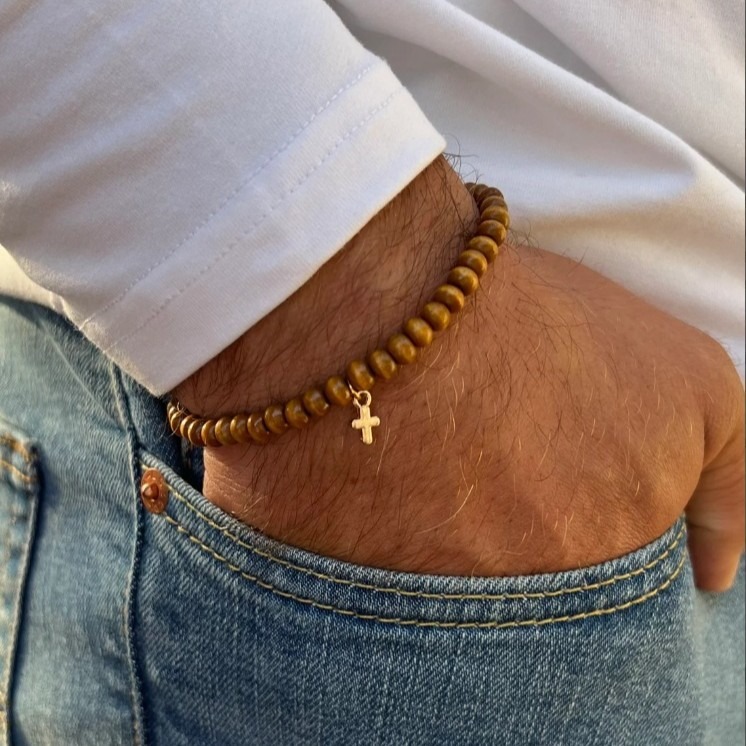 Wood Beaded Bracelet for Men,  - Fashion Ethnic Wear For Men บทวิจารณ์และราคา