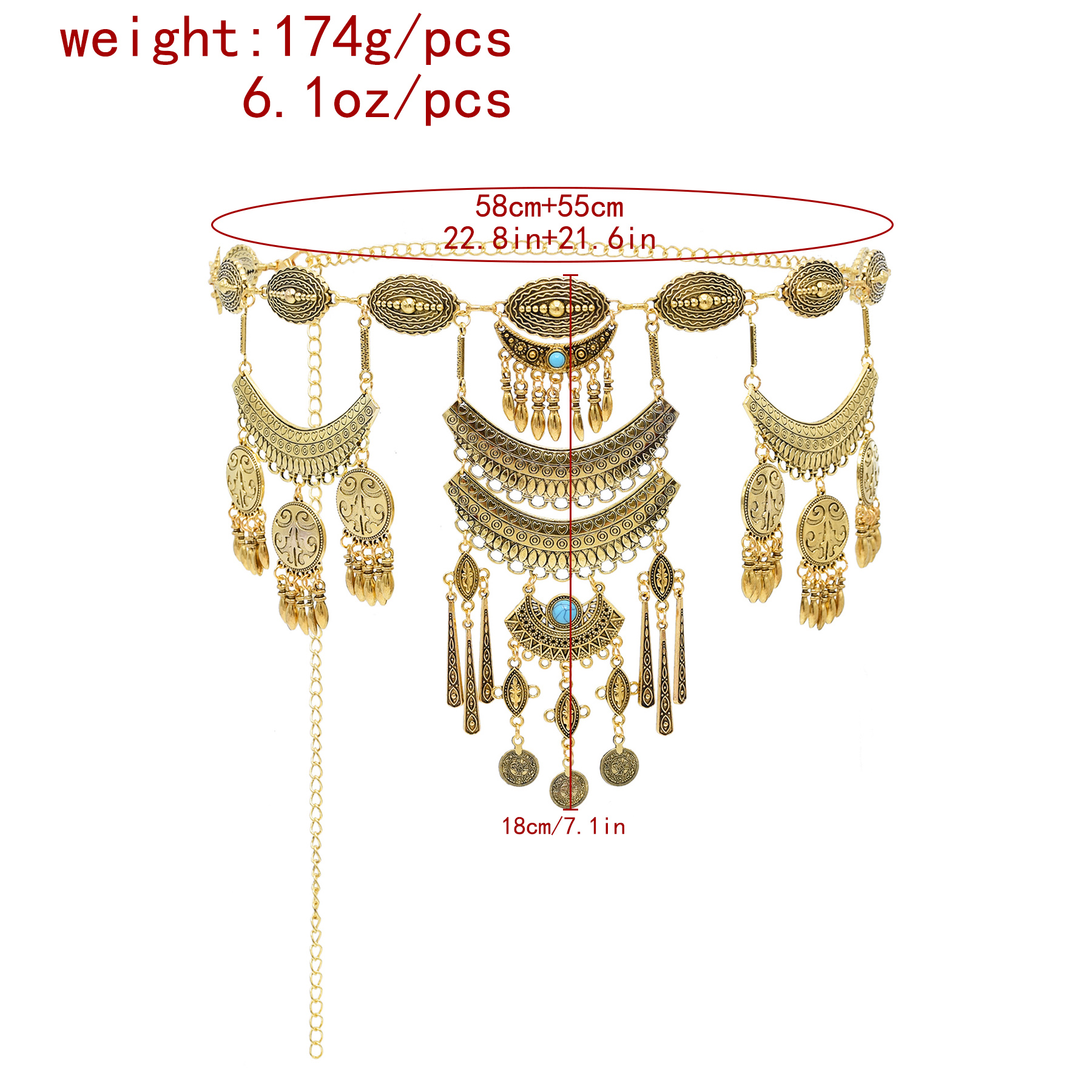 Kazakh-style antique golden al - Ethnic Fashion Accessories บทวิจารณ์และราคา
