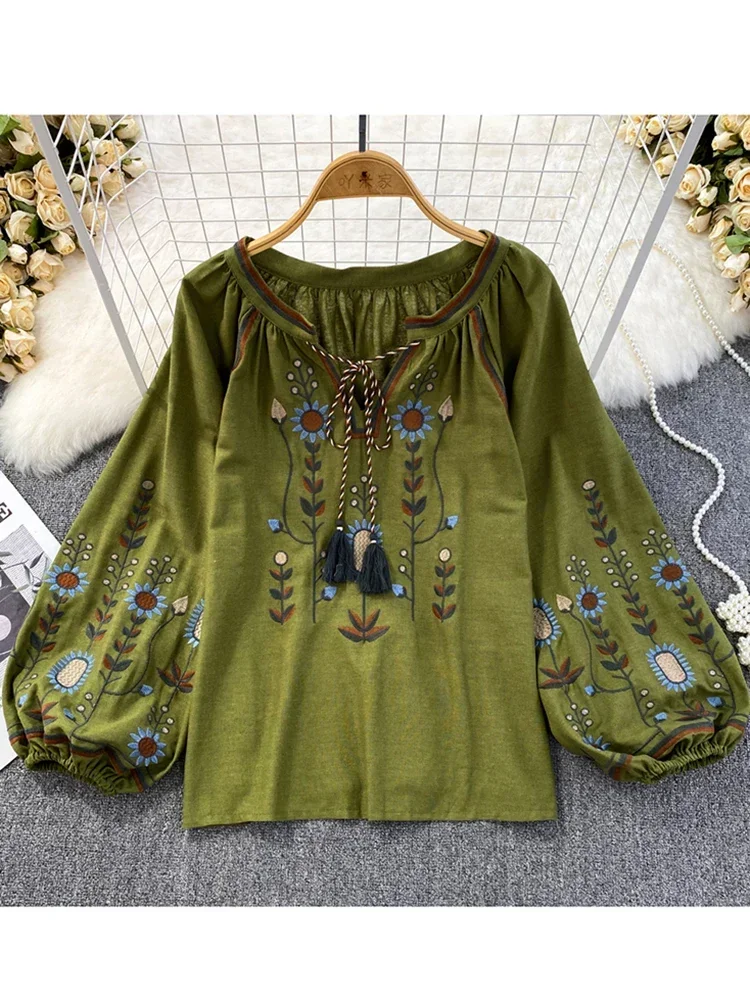 Women Spring Blouse Ethnic Sty - Ethnic Fashion Clothing บทวิจารณ์และราคา