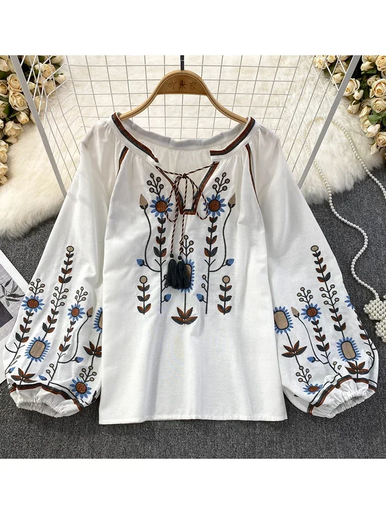 Women Spring Blouse Ethnic Sty - Ethnic Fashion Clothing บทวิจารณ์และราคา