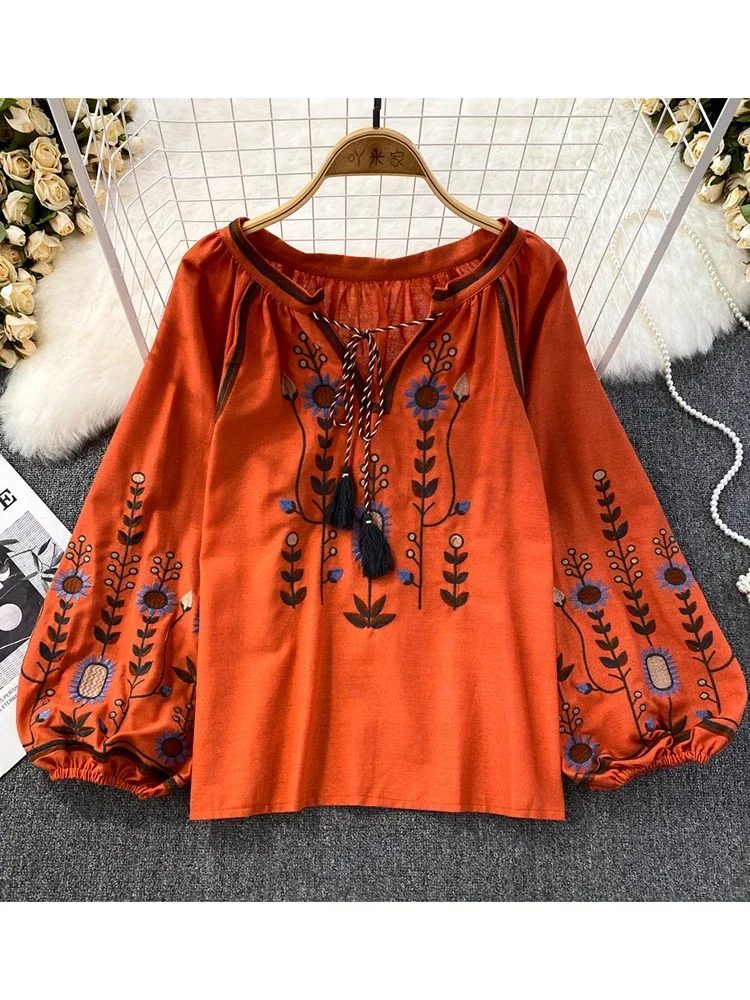 Women Spring Blouse Ethnic Sty - Ethnic Fashion Clothing บทวิจารณ์และราคา