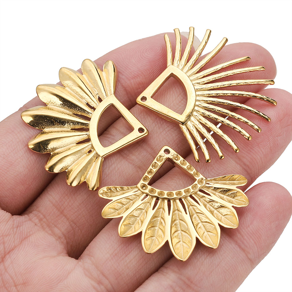 2pcs Stainless Steel Fan Shape - Ethnic Fashion Accessories บทวิจารณ์และราคา
