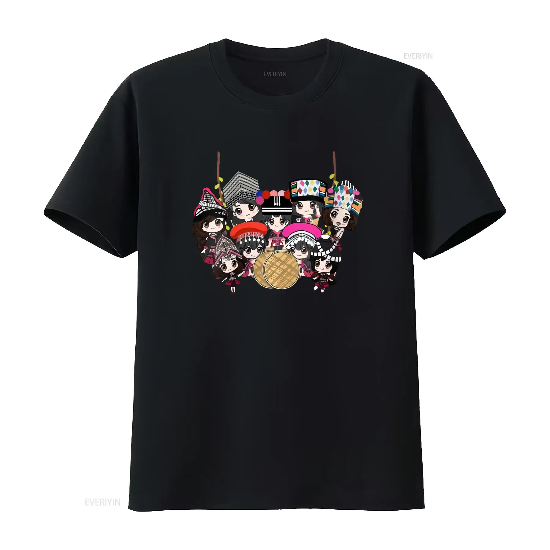 9 Hmong Girls Cartoon Print T  - Fashion Ethnic Wear For Men บทวิจารณ์และราคา