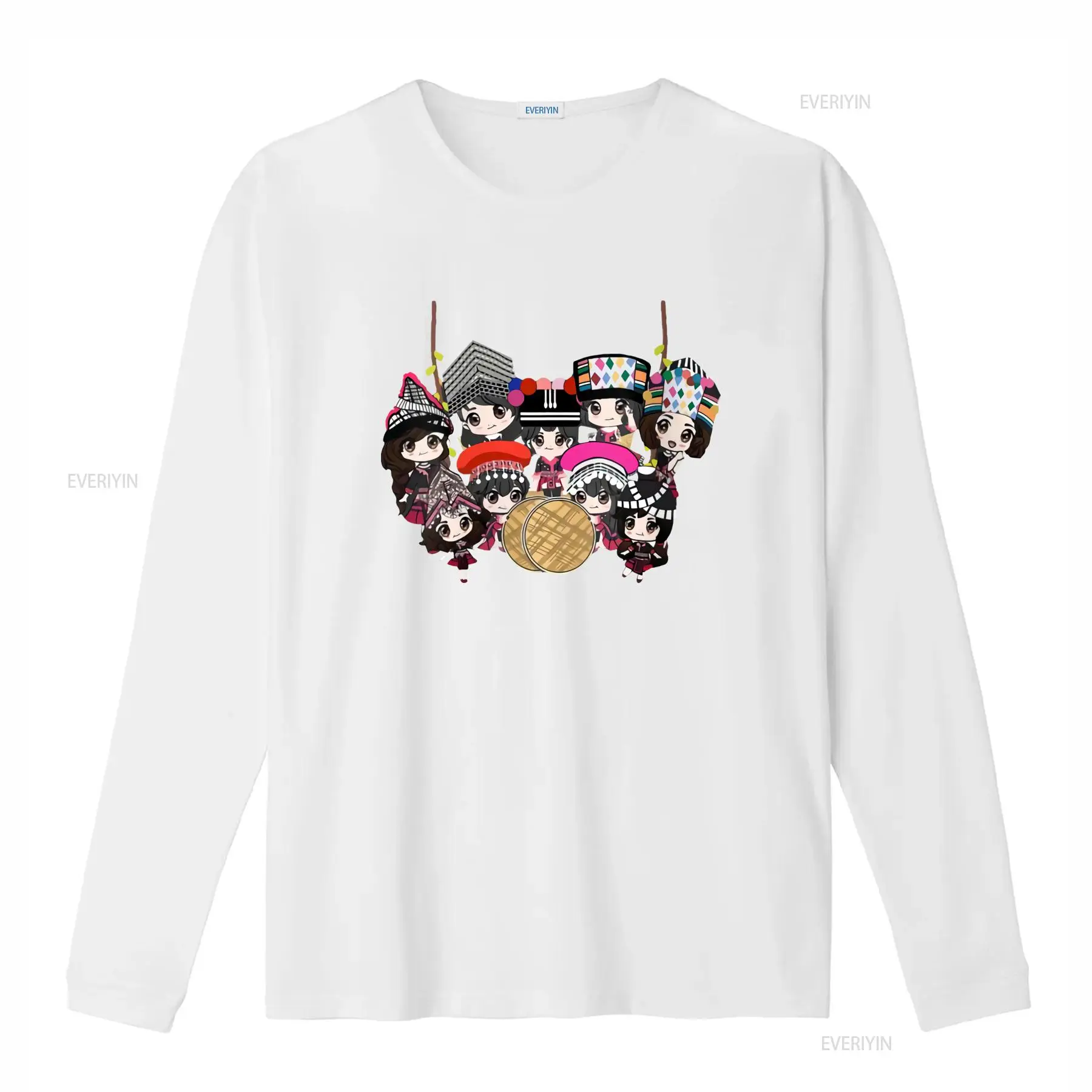 9 Hmong Girls Cartoon Print T  - Fashion Ethnic Wear For Men บทวิจารณ์และราคา