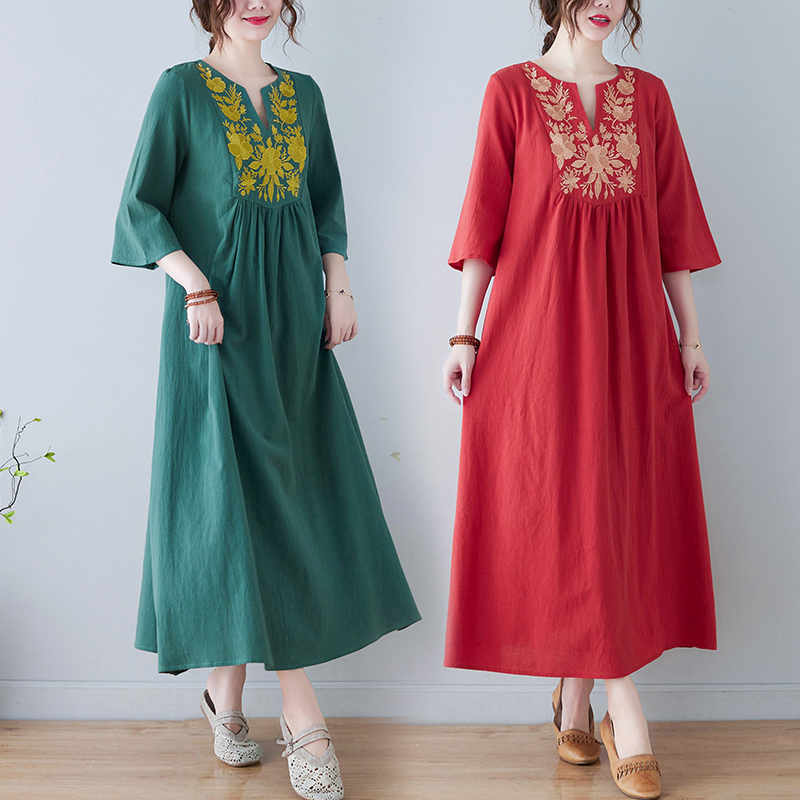 New Ethnic Style Loose Deep V- - Ethnic Fashion Clothing บทวิจารณ์และราคา