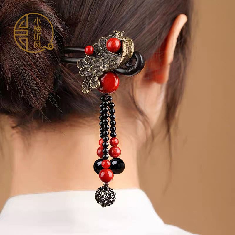 Ebony Wood Hairpin Tassel Step - Ethnic Contemporary Fashion บทวิจารณ์และราคา
