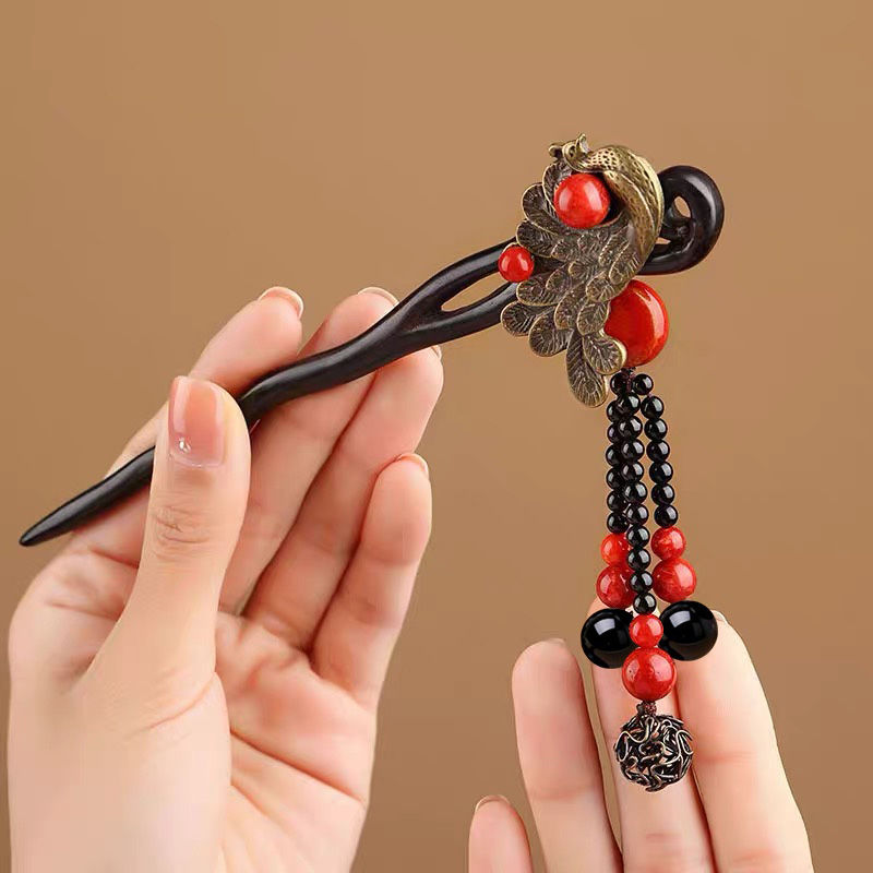 Ebony Wood Hairpin Tassel Step - Ethnic Contemporary Fashion บทวิจารณ์และราคา