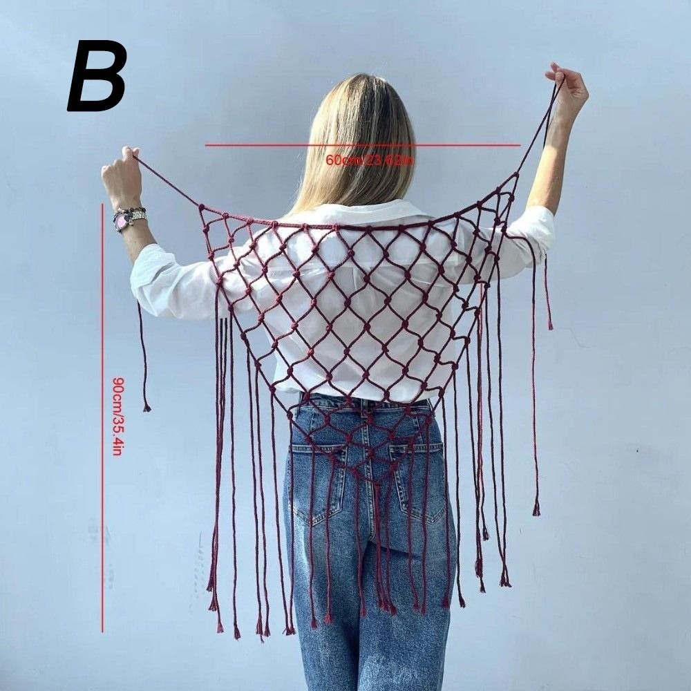 Bohemian Netted Fringe Scarf S - Ethnic Fashion Designers บทวิจารณ์และราคา