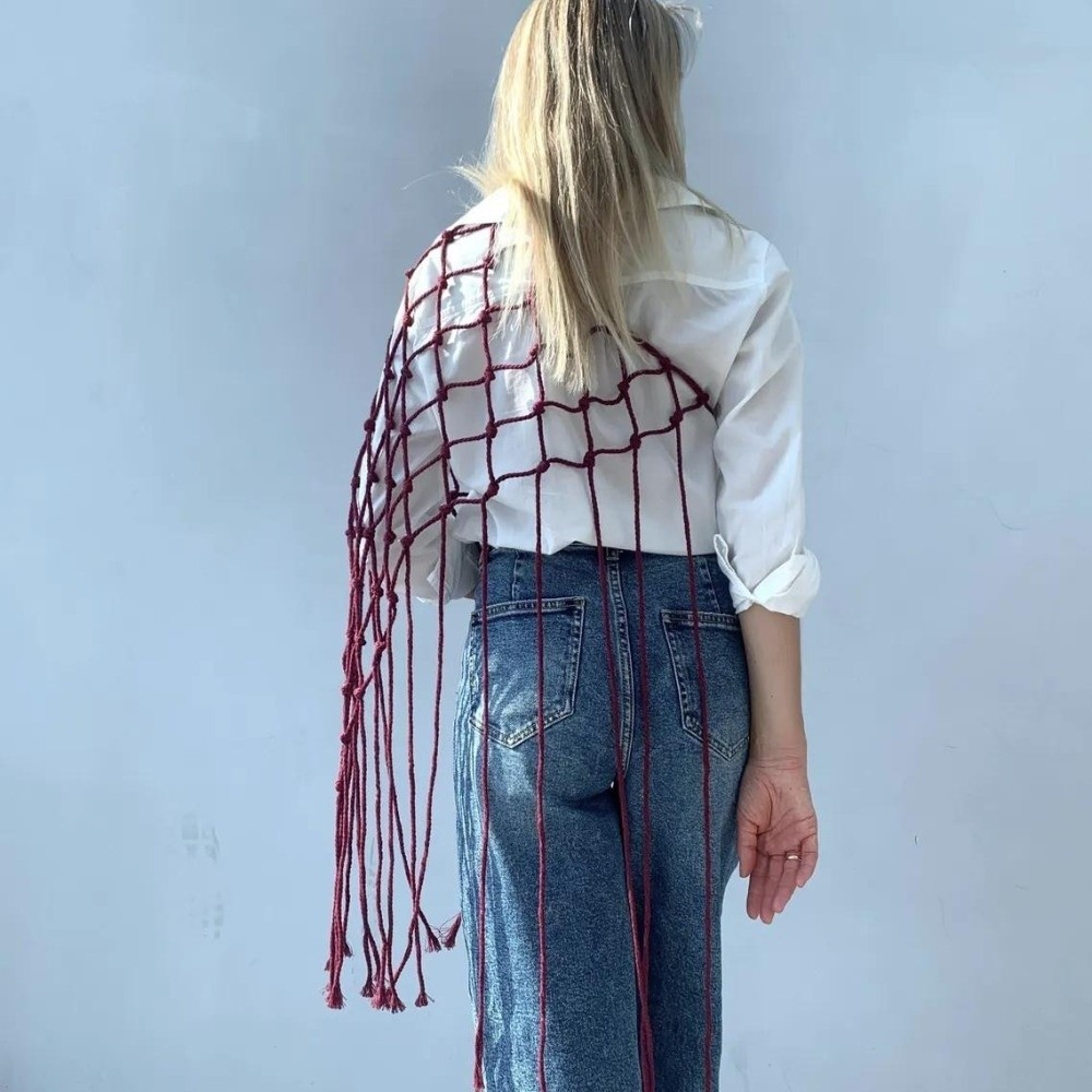 Bohemian Netted Fringe Scarf S - Ethnic Fashion Designers บทวิจารณ์และราคา