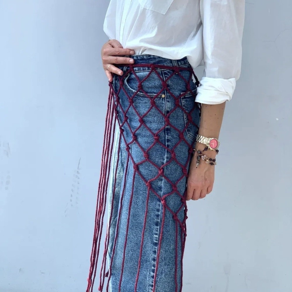 Bohemian Netted Fringe Scarf S - Ethnic Fashion Designers บทวิจารณ์และราคา