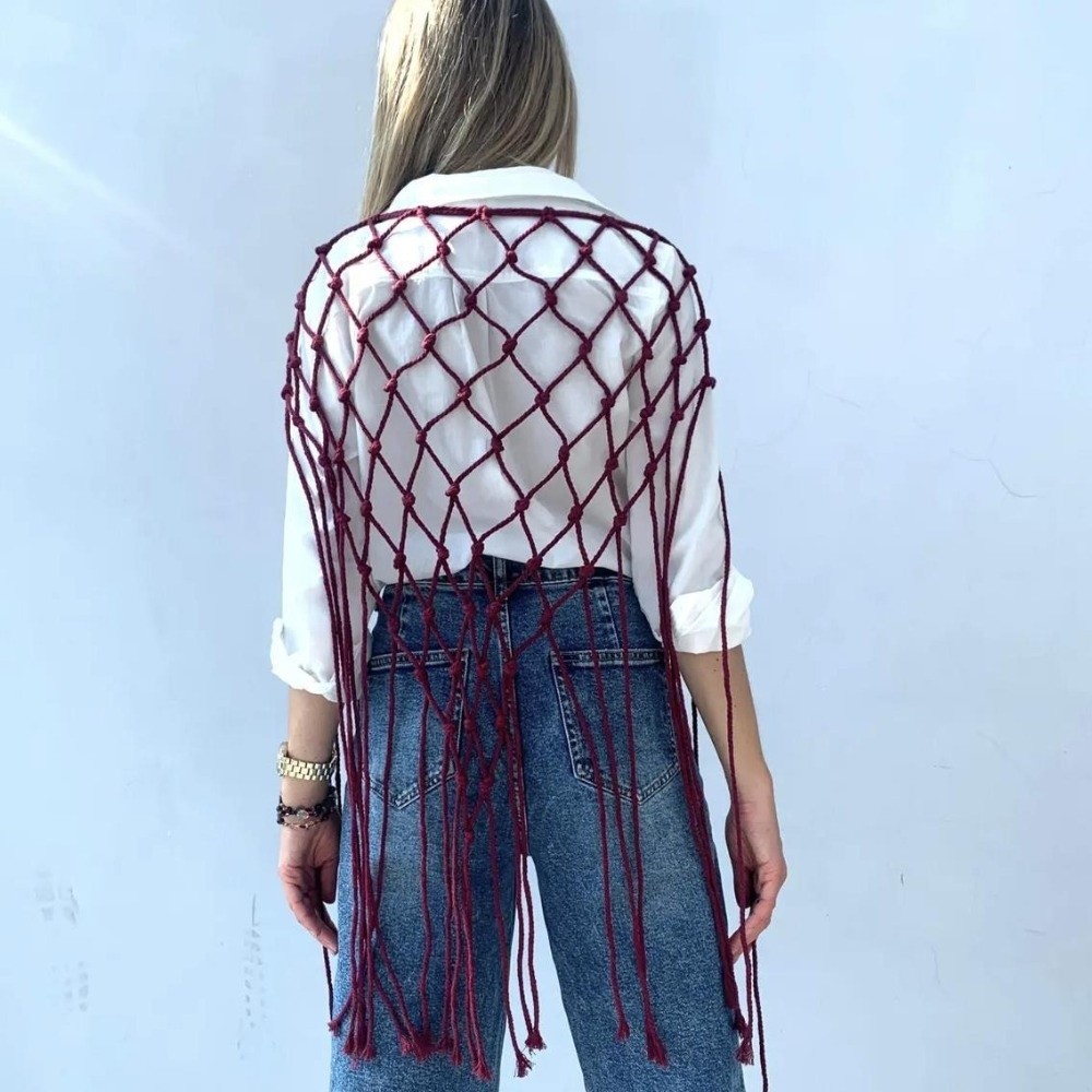 Bohemian Netted Fringe Scarf S - Ethnic Fashion Designers บทวิจารณ์และราคา