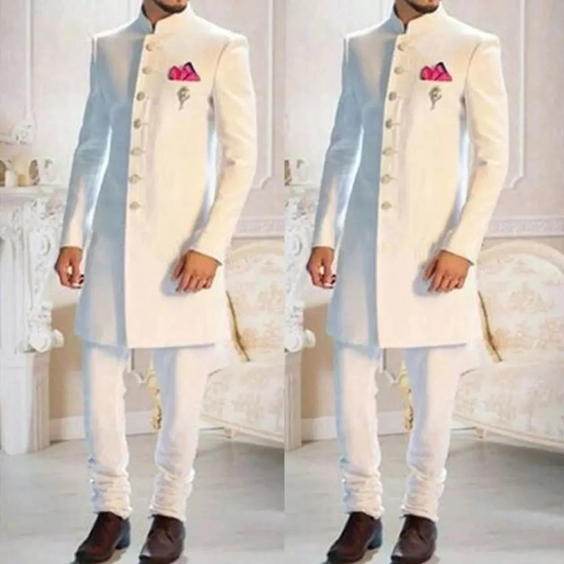 Fashion Design White Stand Col - Fashion Ethnic Wear For Men บทวิจารณ์และราคา