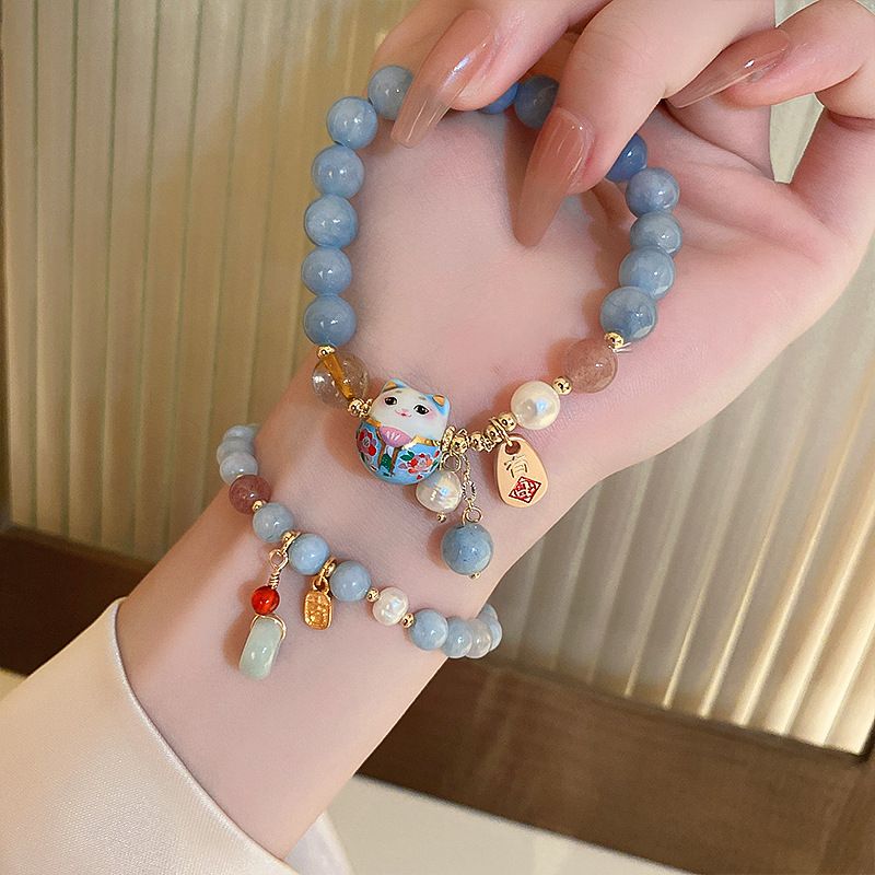 Lucky Cat Charm Blue Safety Lo - Ethnic Contemporary Fashion บทวิจารณ์และราคา
