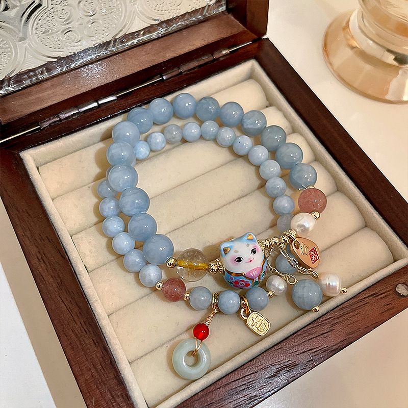 Lucky Cat Charm Blue Safety Lo - Ethnic Contemporary Fashion บทวิจารณ์และราคา