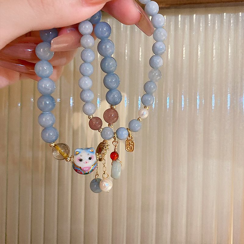 Lucky Cat Charm Blue Safety Lo - Ethnic Contemporary Fashion บทวิจารณ์และราคา