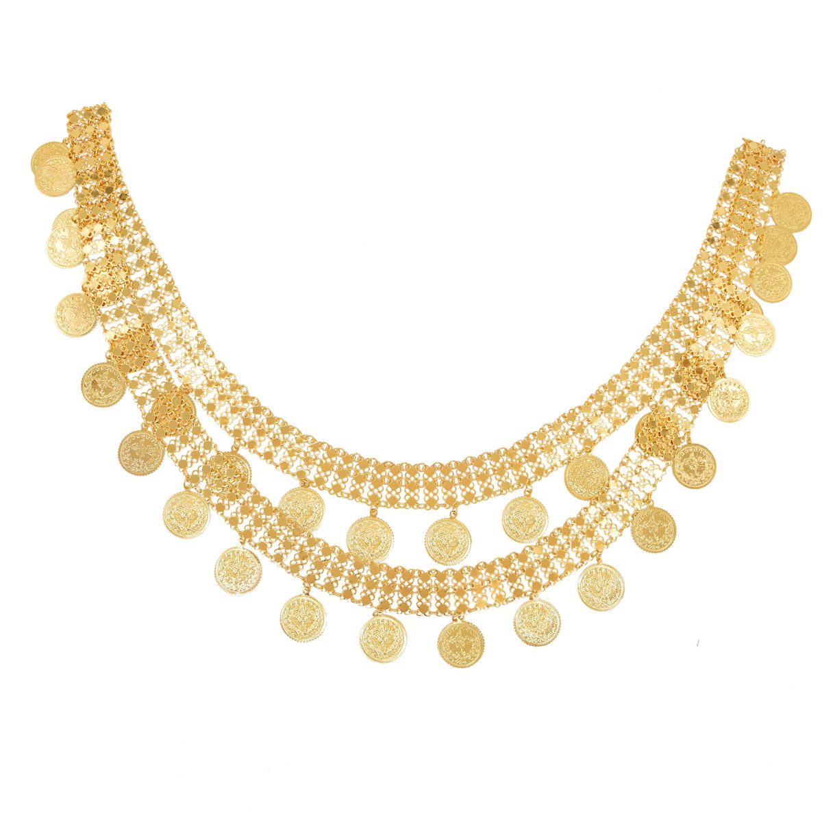 Gold Plated Simple Large Coins - Ethnic Fashion Accessories บทวิจารณ์และราคา